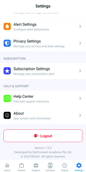 Alert settings configuration